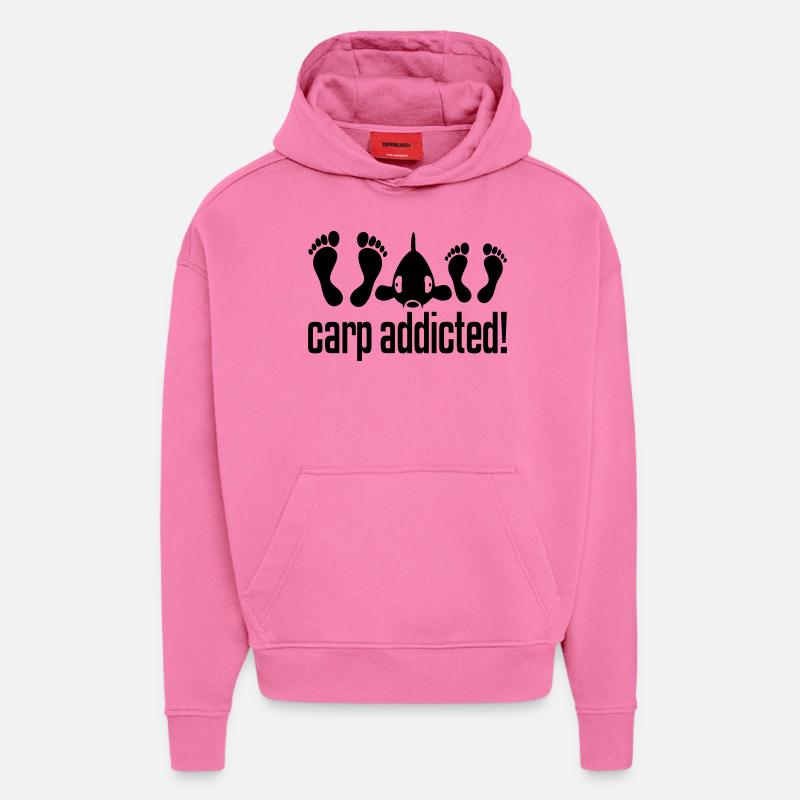 CARP ADDICTED! - Sweat à capuche bio épais oversize fabriqué en UE - AURA PINK