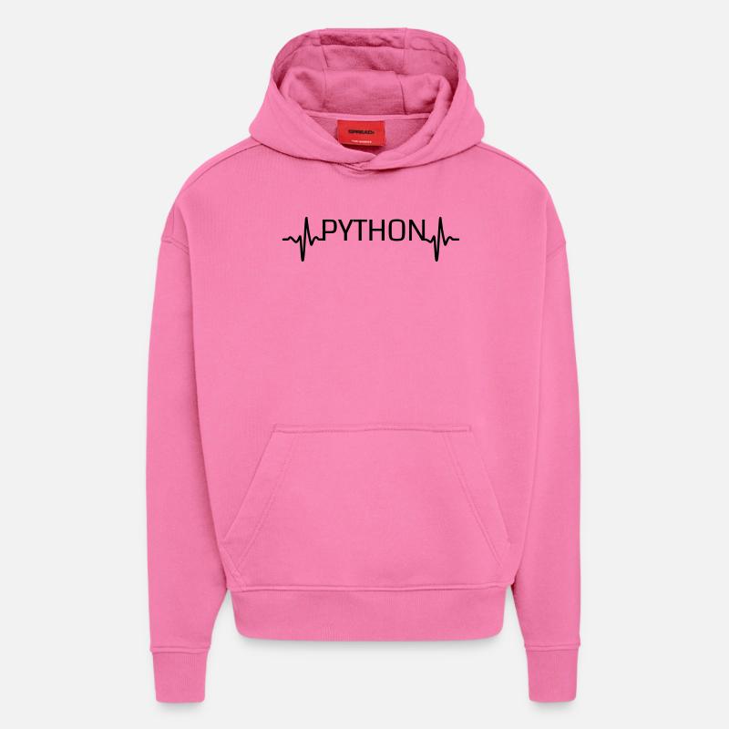Heartbeat Python - Sweat à capuche bio épais oversize fabriqué en UE - AURA PINK