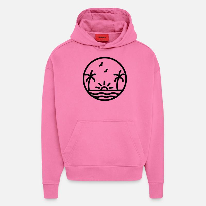 Conception de vacances - Sweat à capuche bio épais oversize fabriqué en UE - AURA PINK