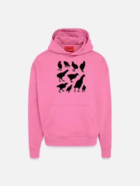 poulets - Sweat à capuche bio épais oversize fabriqué en UE - AURA PINK