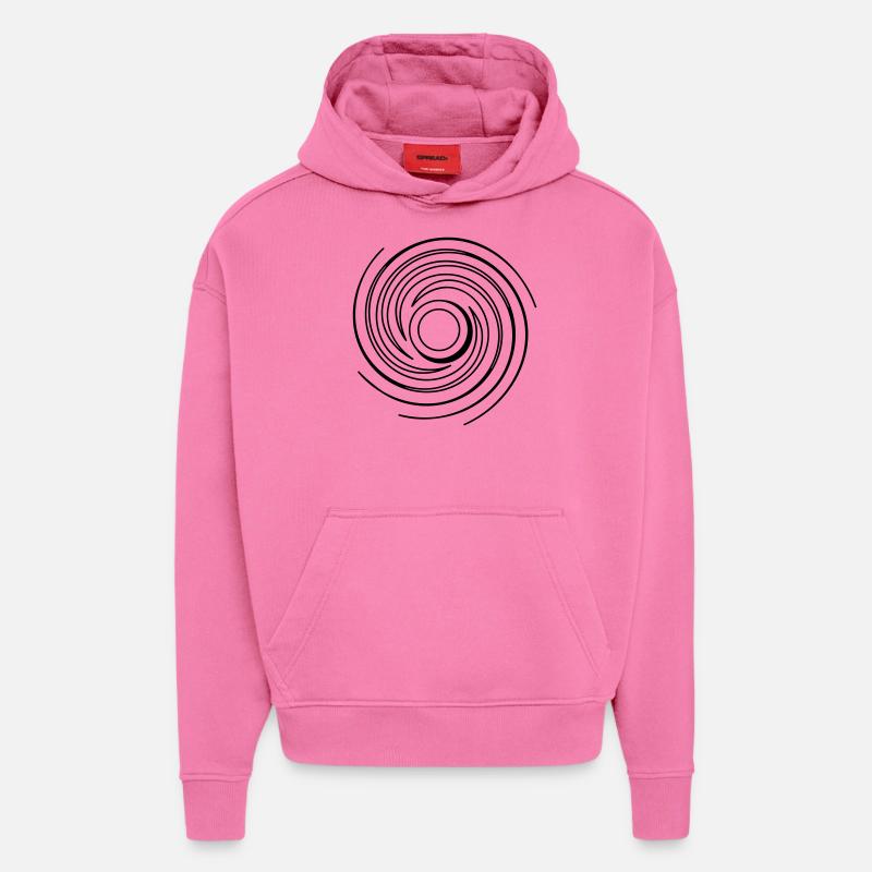Dessin abstrait Vortex - Sweat à capuche bio épais oversize fabriqué en UE - AURA PINK
