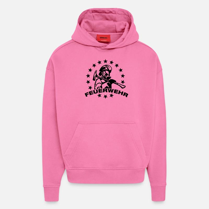 POMPIER - Sweat à capuche bio épais oversize fabriqué en UE - AURA PINK