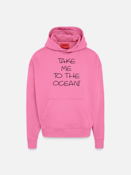 Emmenez-moi à l'océan - Sweat à capuche bio épais oversize fabriqué en UE - AURA PINK