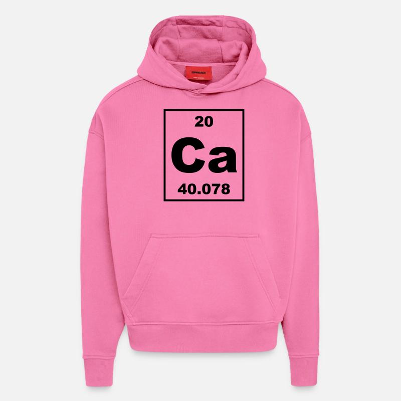 Element 020 - Ca (calcium) - Small - Sweat à capuche bio épais oversize fabriqué en UE - AURA PINK