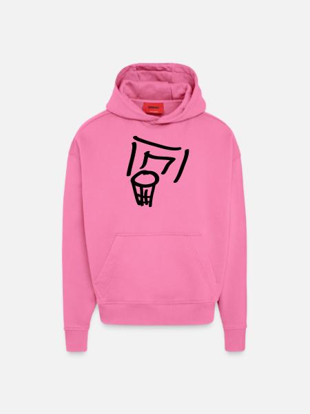 basketball - Sweat à capuche bio épais oversize fabriqué en UE - AURA PINK
