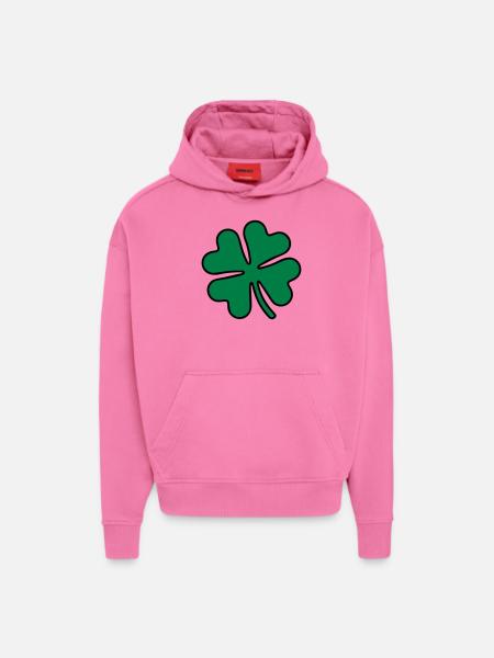 Trèfle - Feuille de trèfle - Sweat à capuche bio épais oversize fabriqué en UE - AURA PINK