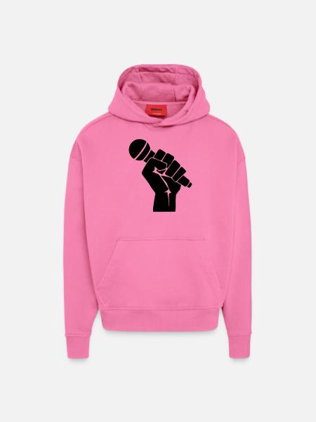 Fist with microphone - Hoodie- made by SPREAD  - AURA PINK