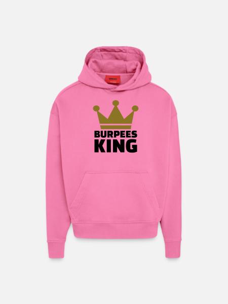 Burpees King - Sweat à capuche bio épais oversize fabriqué en UE - AURA PINK