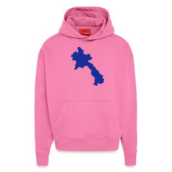 Laos - Sweat à capuche bio épais oversize fabriqué en UE - AURA PINK - Devant - Dylan (187cm)