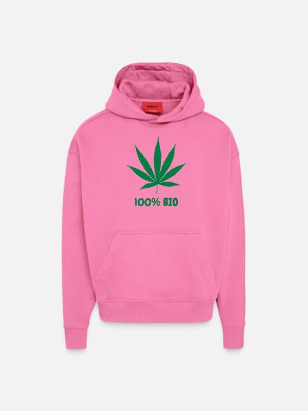 Cannabis / Haschich / Marijuana / Reggae / Rasta - Sweat à capuche bio épais oversize fabriqué en UE - AURA PINK