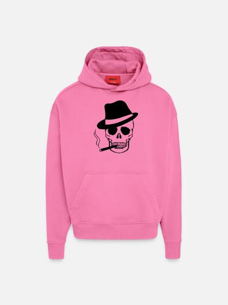 gangster_skull_01 - Sweat à capuche bio épais oversize fabriqué en UE - AURA PINK