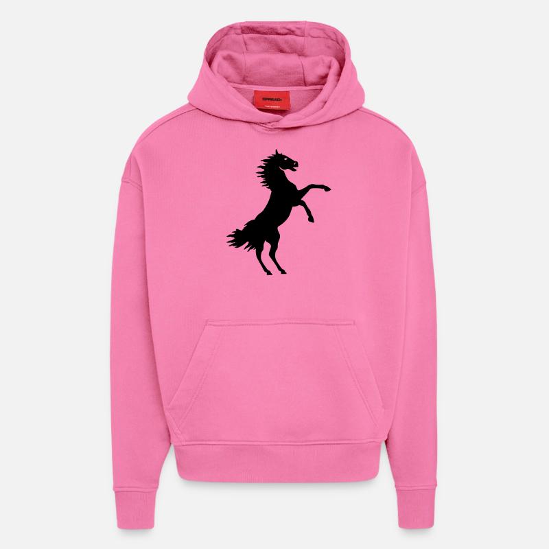 cheval - Sweat à capuche bio épais oversize fabriqué en UE - AURA PINK