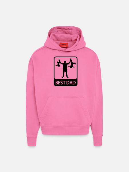 Best Dad - Funny Silhouette - Father and Children - Hoodie- made by SPREAD  - AURA PINK
