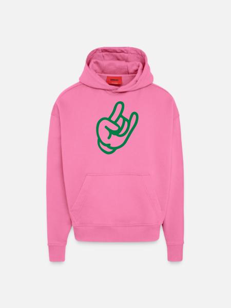 Main de roche - Sweat à capuche bio épais oversize fabriqué en UE - AURA PINK