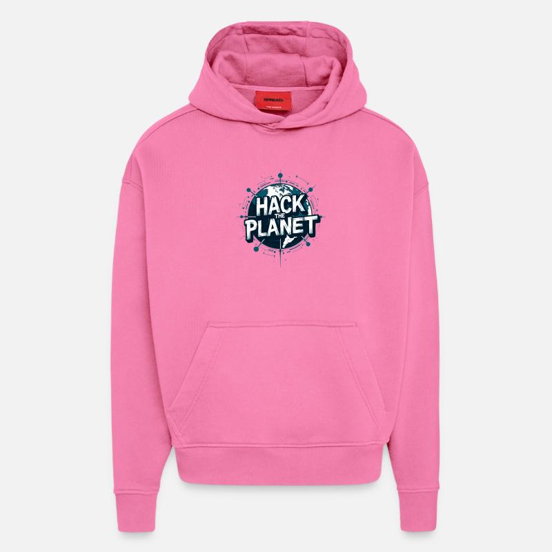Globe Hack Motif – Planetary Techstyle - Hoodie- made by SPREAD  - AURA PINK