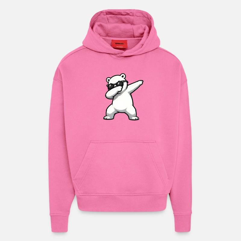 Tamponage de l’ours polaire - Sweat à capuche bio épais oversize fabriqué en UE - AURA PINK