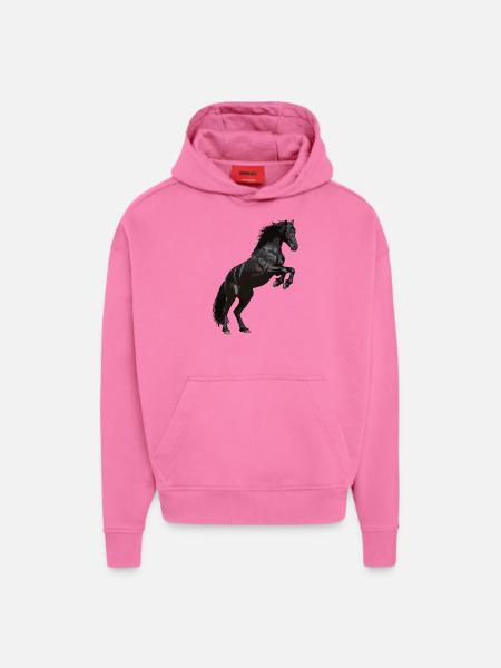 Fries paard steigerend - Heavyweight oversized organic hoodie made in EU - AURA PINK