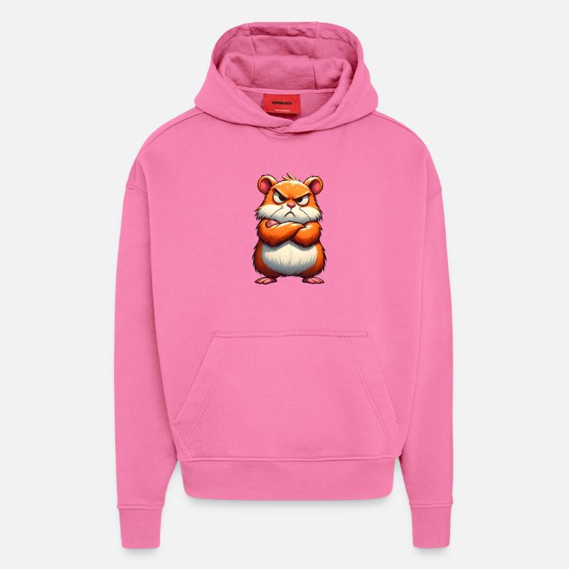 Grumpy hamster disgruntled - Hoodie- made by SPREAD  - AURA PINK
