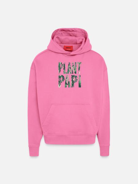 Plant Papi Urban Jungle Plant Design - Heavyweight oversized organic hoodie made in EU - AURA PINK