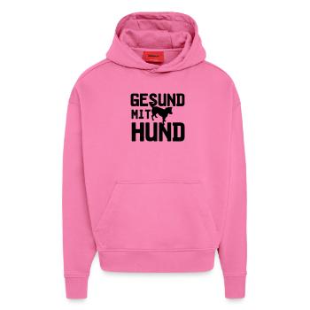 Gesund mit Hund, Hunde, Tier, Medizin, Geschenk - Hoodie- made by SPREAD  - AURA PINK - Vorne - Dylan (187cm)