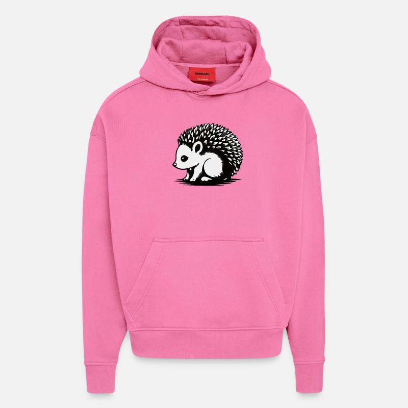 Silhouette Hérisson Monochrome - Sweat à capuche bio épais oversize fabriqué en UE - AURA PINK