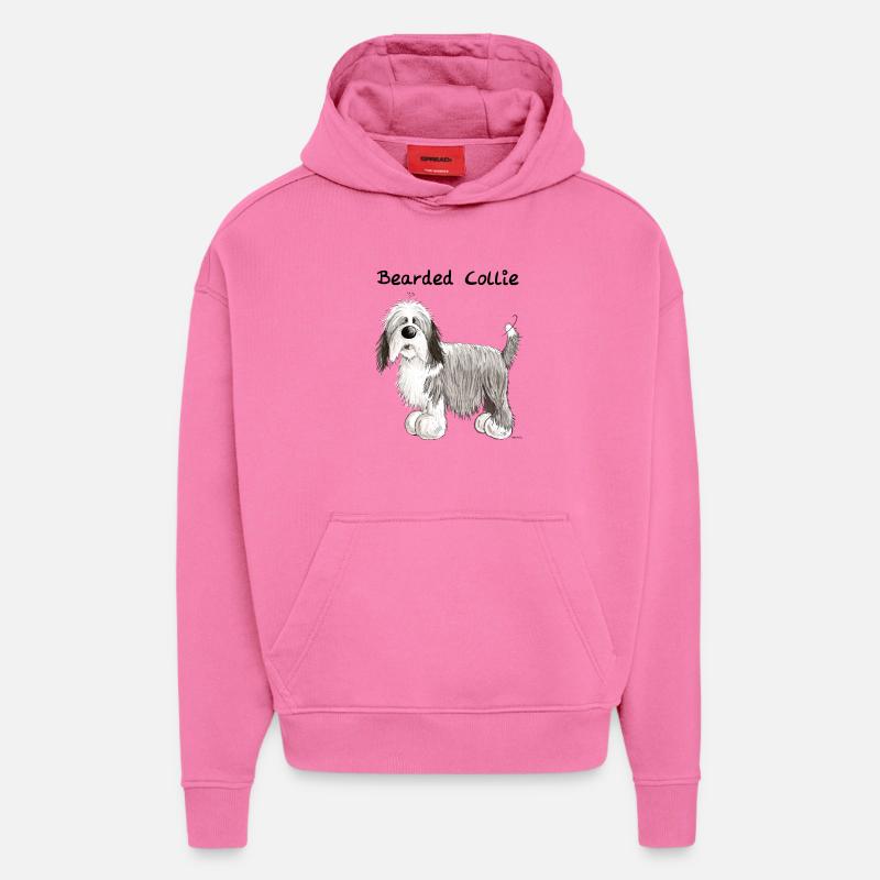 Mignon Bearded Collie - Sweat à capuche bio épais oversize fabriqué en UE - AURA PINK