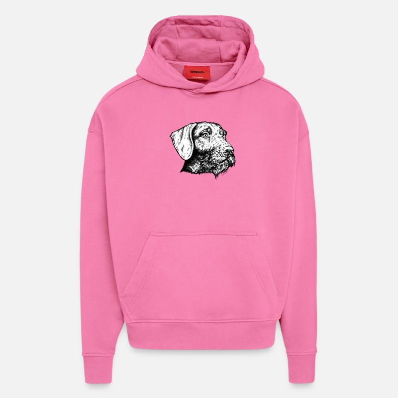 Deutsch Drahthaar Portrait - Hoodie- made by SPREAD - AURA PINK