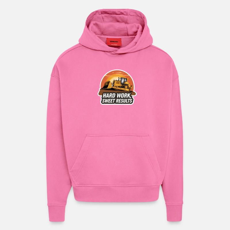 Équipement de construction Sunset Design - Sweat à capuche bio épais oversize fabriqué en UE - AURA PINK