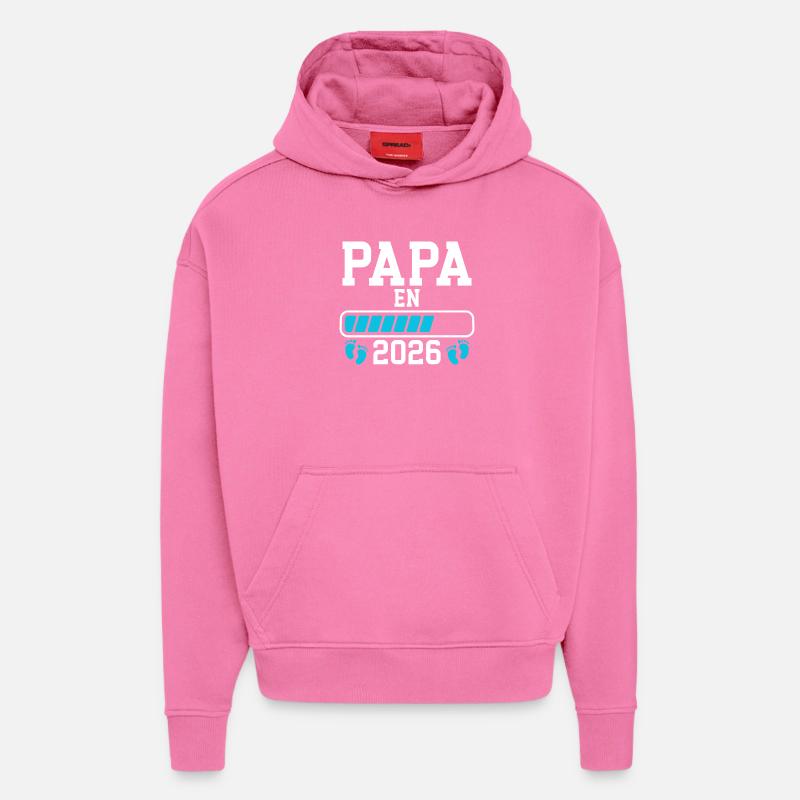 Futur papa 2026 annonce naissance - Sweat à capuche bio épais oversize fabriqué en UE - AURA PINK