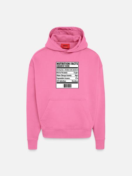 Aquarium de Faits Nutritionnels - Sweat à capuche bio épais oversize fabriqué en UE - AURA PINK