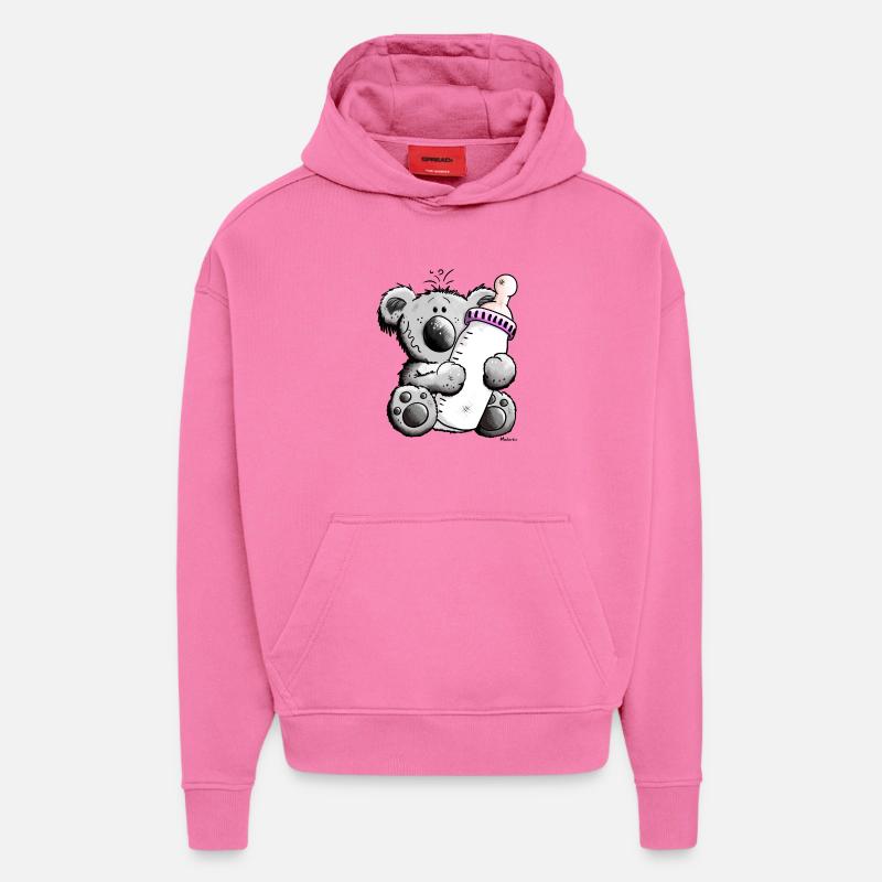 Bébé koala - Sweat à capuche bio épais oversize fabriqué en UE - AURA PINK