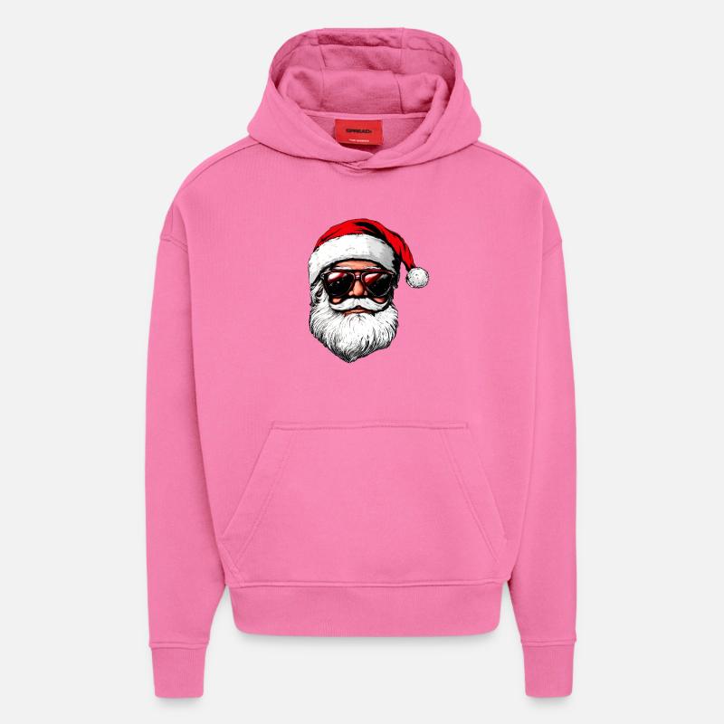 cool Père Noël - Sweat à capuche bio épais oversize fabriqué en UE - AURA PINK