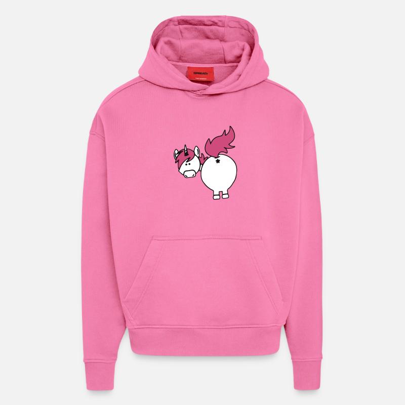 mégot licorne - Sweat à capuche bio épais oversize fabriqué en UE - AURA PINK