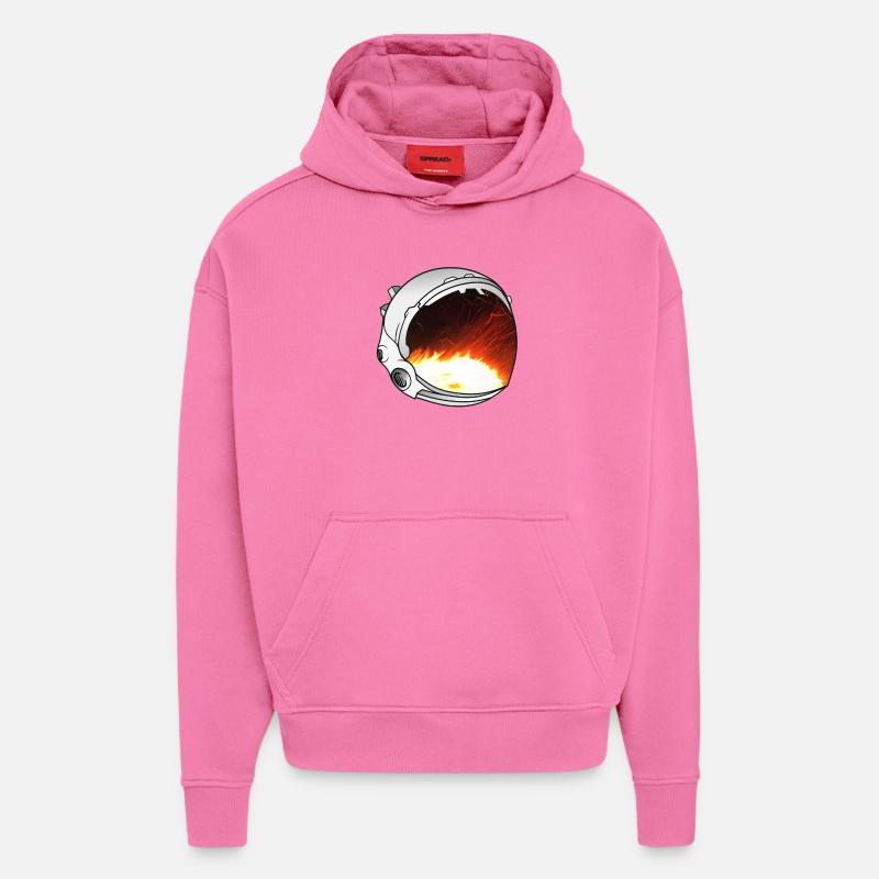 Illustration du casque d’astronaute - Sweat à capuche bio épais oversize fabriqué en UE - AURA PINK