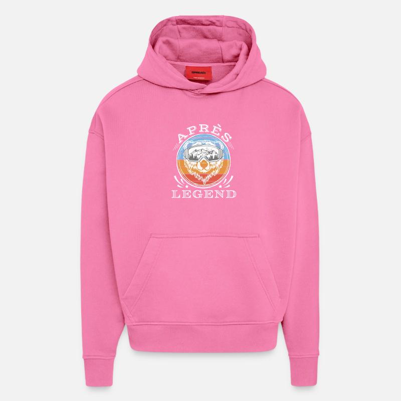 Après Legend - Chemise d’après-ski - Sweat à capuche bio épais oversize fabriqué en UE - AURA PINK