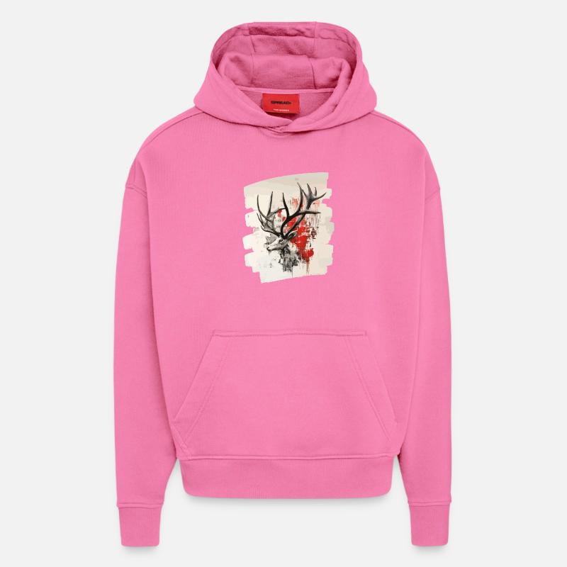 Hirsch mit Geweih - Hoodie- made by SPREAD  - AURA PINK