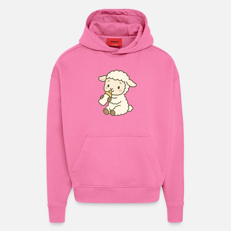 Lämmchen mit Milchflasche - Little Lamb Sip - Hoodie- made by SPREAD  - AURA PINK