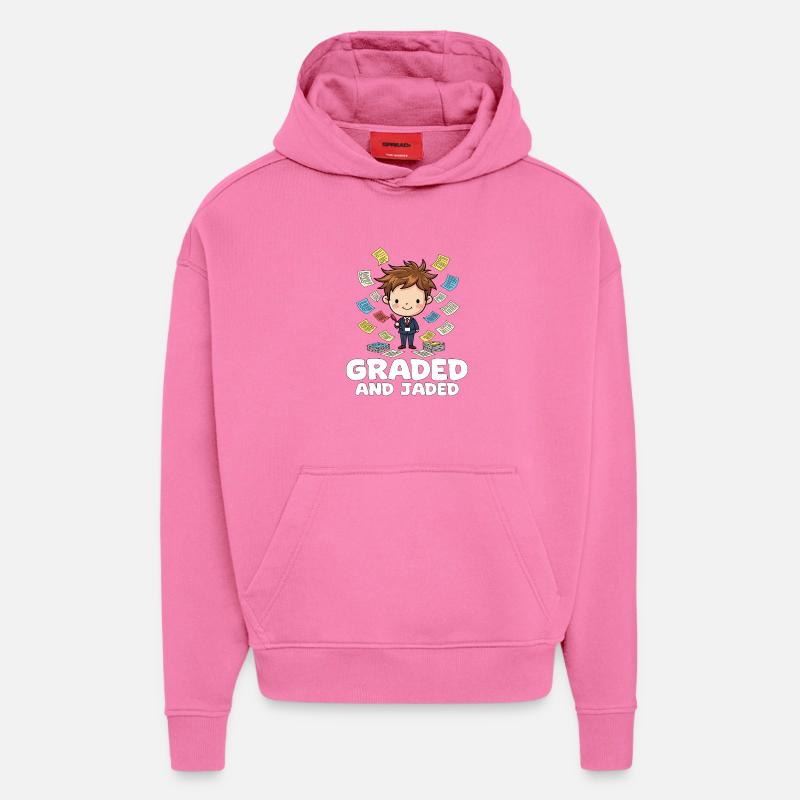 GRADED AND JADED - CADEAU DE L’ENSEIGNANT - Sweat à capuche bio épais oversize fabriqué en UE - AURA PINK