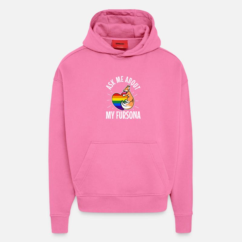 Posez-moi des questions sur mon Fursona - Sweat à capuche bio épais oversize fabriqué en UE - AURA PINK