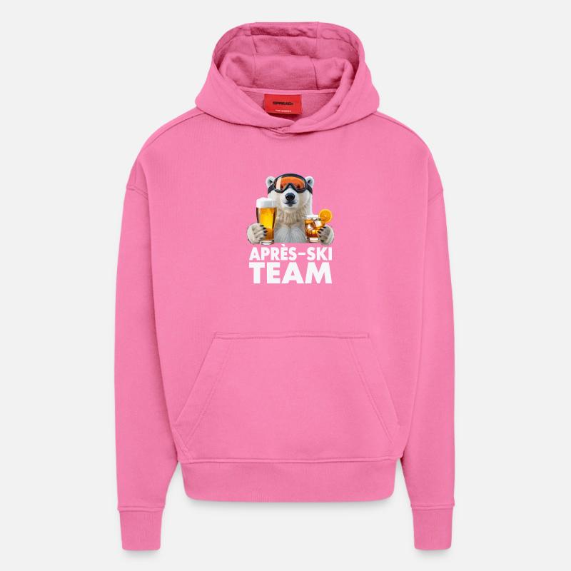 Après-ski Team Bär avec boissons - Sweat à capuche bio épais oversize fabriqué en UE - AURA PINK