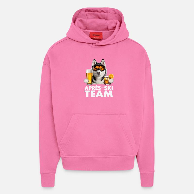 Après-ski Team Husky Graphique - Sweat à capuche bio épais oversize fabriqué en UE - AURA PINK