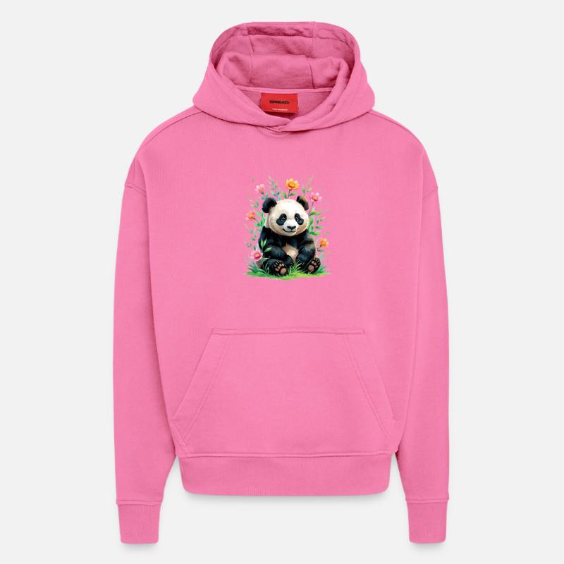 Panda im Blütenwald - Hoodie- made by SPREAD - AURA PINK