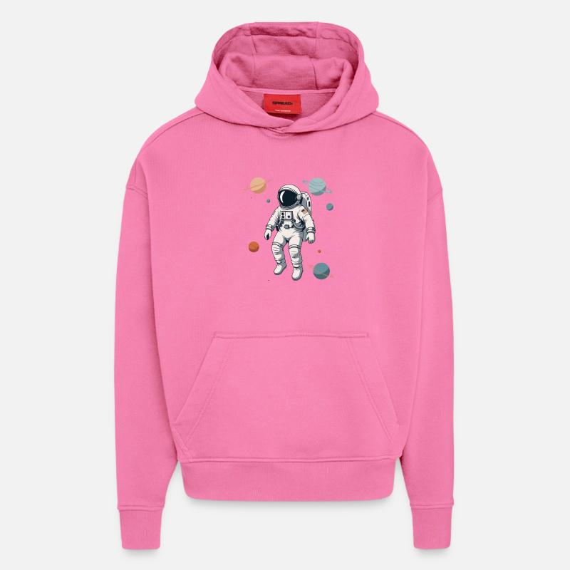 Astronaute dans le labyrinthe planétaire - Sweat à capuche bio épais oversize fabriqué en UE - AURA PINK