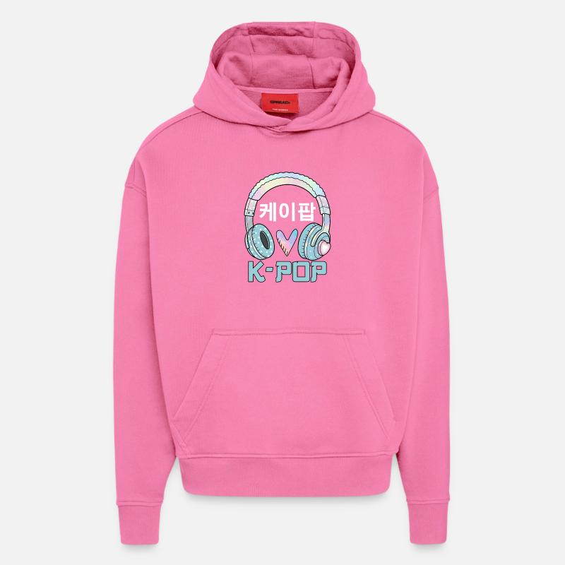 K Pop 케이팝 - Sweat à capuche bio épais oversize fabriqué en UE - AURA PINK