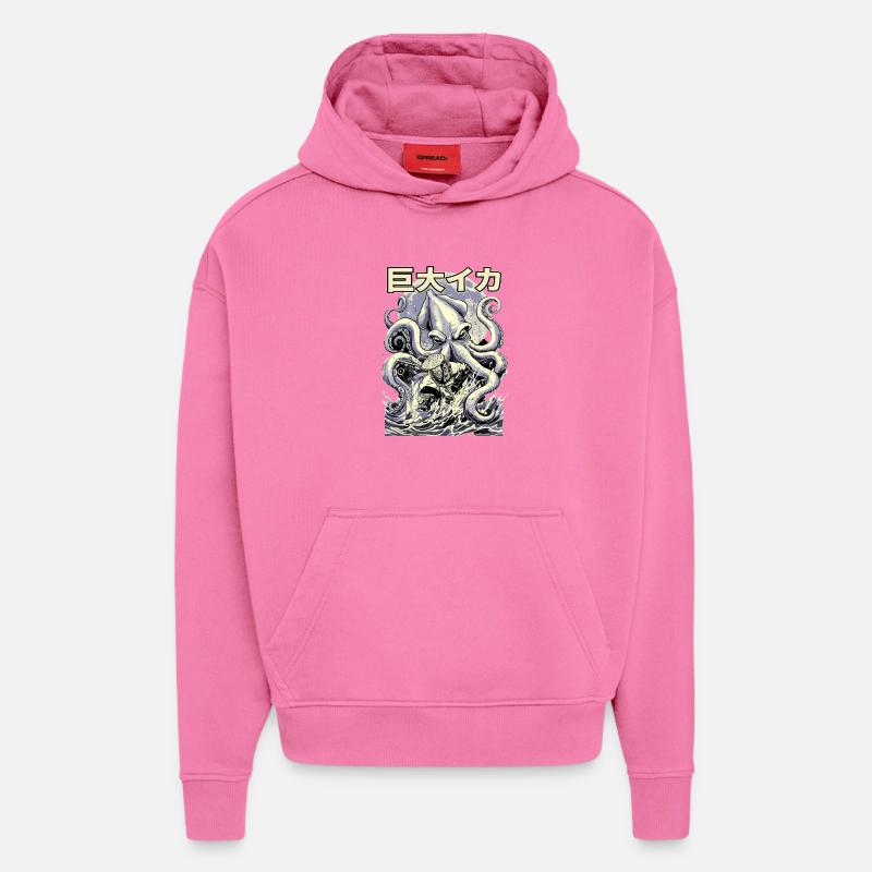 Fischer vs Kraken Japanischer Retro Style  - Hoodie- made by SPREAD  - AURA PINK