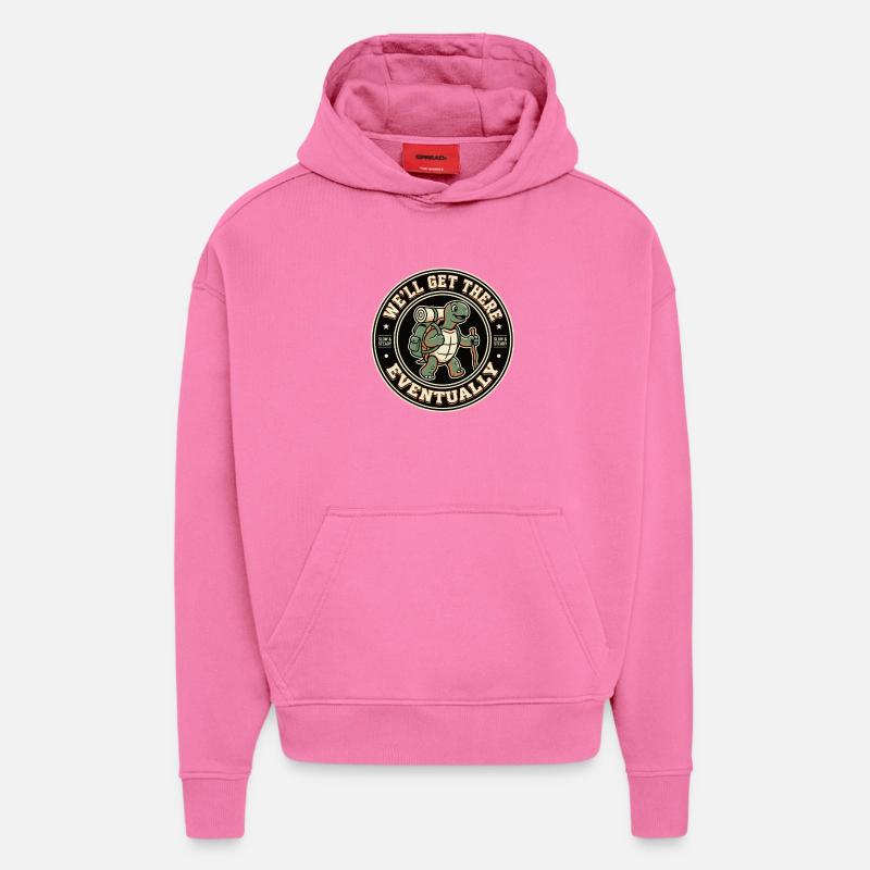 Turtle Hiking Saying Eventually - Hoodie- made by SPREAD  - AURA PINK