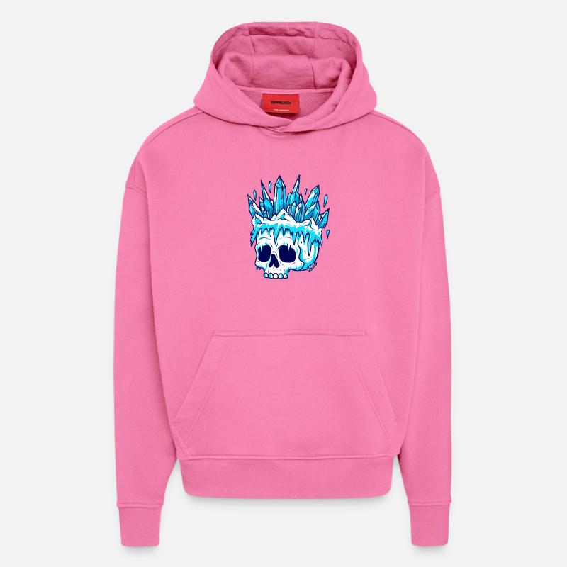 Crâne de Cristal d’Hiver - Sweat à capuche bio épais oversize fabriqué en UE - AURA PINK