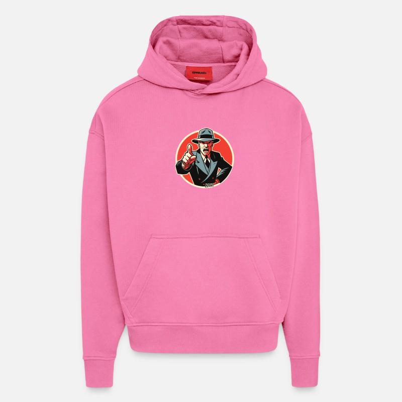 Retro-Noir-Mobster-Typ zeigt auf - Hoodie- made by SPREAD  - AURA PINK