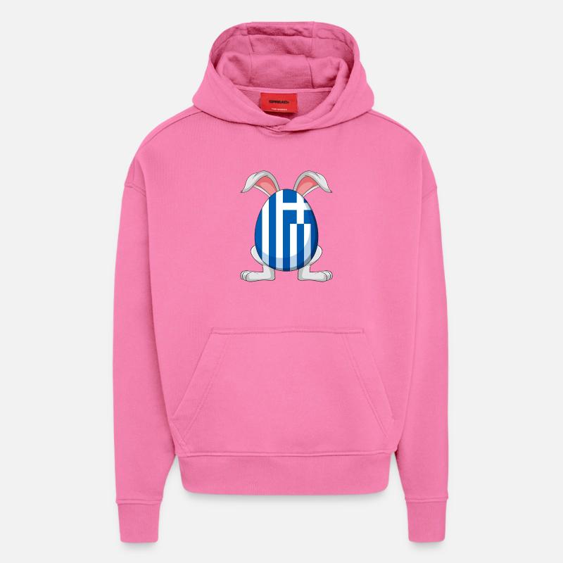 Petit Tsourekaki Lapin grec de Pâques - Sweat à capuche bio épais oversize fabriqué en UE - AURA PINK