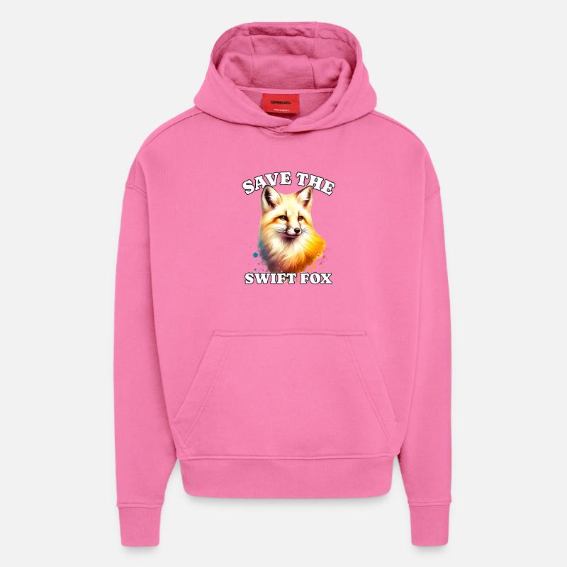 Les Swiftfuchs sauvent Swift Fox - Sweat à capuche bio épais oversize fabriqué en UE - AURA PINK